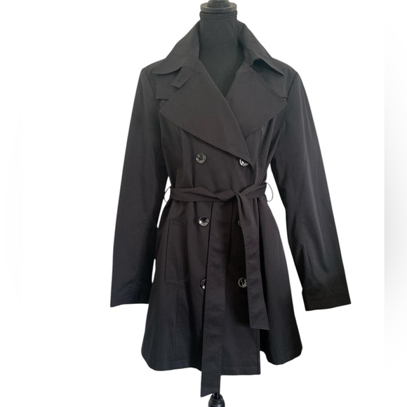Via Spiga Trench Coat Lined Belted Large Womens Jacket Black - Picture 16 of 16